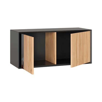 Неаполь Антресоль двухдверная (Черный/Дуб Золотой) - фото 127188