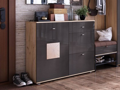 Модульная прихожая Фиджи (Дуб Золотой/Антрацит) - фото 127201