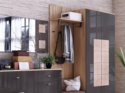 Модульная прихожая Фиджи (Дуб Золотой/Антрацит) - фото 127202