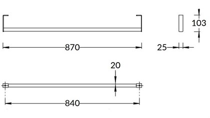 LO.trl.90/BLK.M Держатель для полотенец к раковинам LOGICA 90 с крепежом, черный матовый - фото 129740