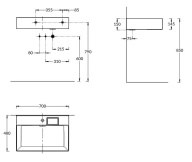 LO.wb.70.1 Раковина LOGICA мебельная/подвесная с одним отверстием 70, белая глянцевая - фото 129800