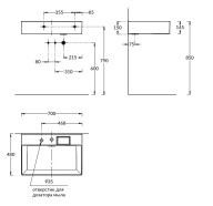 LO.wb.70.2 Раковина LOGICA мебельная/подвесная с двумя отверстиями 70, белая глянцевая - фото 129811