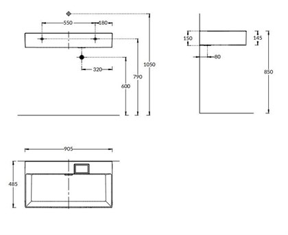 LO.wb.90.0 Раковина LOGICA мебельная/подвесная без отверстий 90, белая глянцевая - фото 129816