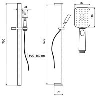RVCR121KM Душевой гарнитур FIORETTO 700, хром - фото 129884