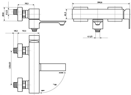 V2CR105KM Смеситель FIORETTO для ванны, хром - фото 129896