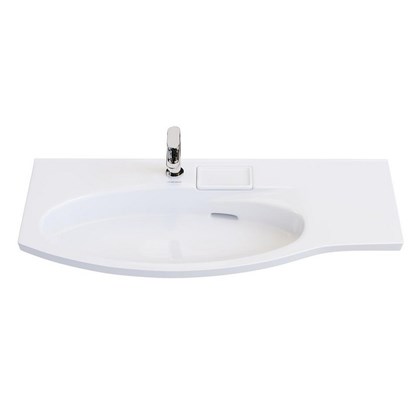 RV.wb.100Lh Раковина RIVA мебельная левая с крепежом  100, белая глянцевая - фото 130037