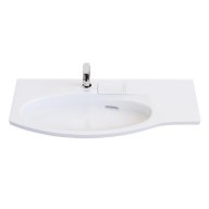 RV.wb.100Lh Раковина RIVA мебельная левая с крепежом  100, белая глянцевая - фото 130047