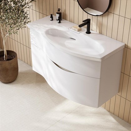 RV.wb.100Rh Раковина RIVA мебельная правая с крепежом 100, белая глянцевая - фото 130057