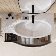 RV.wb.100Rh Раковина RIVA мебельная правая с крепежом 100, белая глянцевая - фото 130068