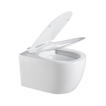 Унитаз подвесной безободковый Creto Logan L1 белый - (крышка в комплекте) 1001-001-L1W - фото 130682