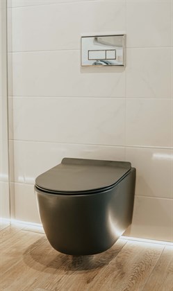 Унитаз подвесной безободковый Creto Logan L1 1001-003-L1GMAT с крышкой-сиденьем микролифт, матовый серый - фото 130699