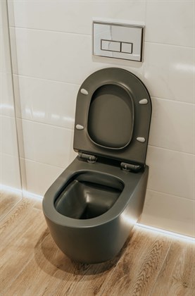 Унитаз подвесной безободковый Creto Logan L1 1001-003-L1GMAT с крышкой-сиденьем микролифт, матовый серый - фото 130706
