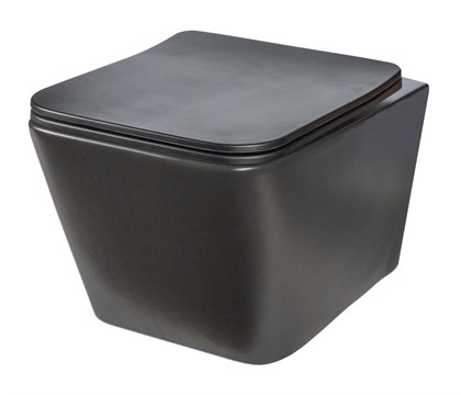 Унитаз подвесной безободковый Creto Logan L2 1002-002-L2BLMAT с крышкой-сиденьем микролифт, черный матовый - фото 130708