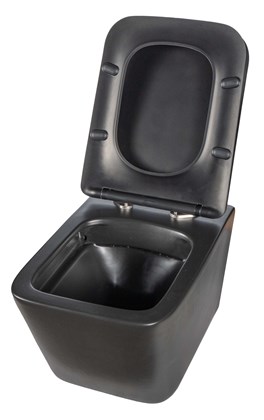 Унитаз подвесной безободковый Creto Logan L2 1002-002-L2BLMAT с крышкой-сиденьем микролифт, черный матовый - фото 130710