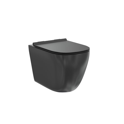 Унитаз подвесной безободковый Creto Logan L1 1001-002-L1BLMAT с крышкой-сиденьем микролифт, матовый черный - фото 130718