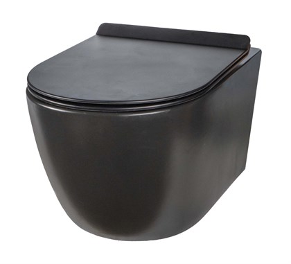 Унитаз подвесной безободковый Creto Logan L1 1001-002-L1BLMAT с крышкой-сиденьем микролифт, матовый черный - фото 130719
