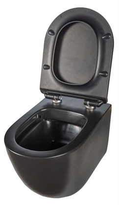 Унитаз подвесной безободковый Creto Logan L1 1001-002-L1BLMAT с крышкой-сиденьем микролифт, матовый черный - фото 130721