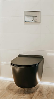 Унитаз подвесной безободковый Creto Logan L1 1001-002-L1BLMAT с крышкой-сиденьем микролифт, матовый черный - фото 130725