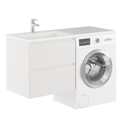 Тумба с раковиной подвесная Creto Cafor White 130 левосторонняя - фото 130760