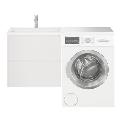 Тумба с раковиной подвесная Creto Cafor White 130 левосторонняя - фото 130761