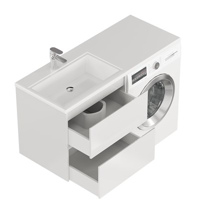 Тумба с раковиной подвесная Creto Cafor White 130 левосторонняя - фото 130762