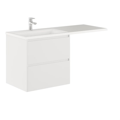 Тумба с раковиной подвесная Creto Cafor White 130 левосторонняя - фото 130764