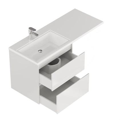 Тумба с раковиной подвесная Creto Cafor White 130 левосторонняя - фото 130765