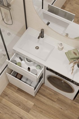 Тумба с раковиной подвесная Creto Cafor White 130 левосторонняя - фото 130766