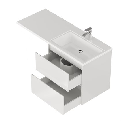 Тумба с раковиной подвесная Creto Cafor White 130 правосторонняя - фото 130774