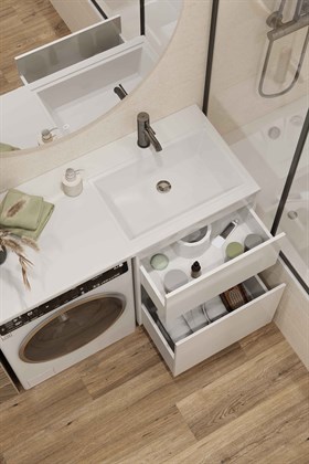 Тумба с раковиной подвесная Creto Cafor White 130 правосторонняя - фото 130775