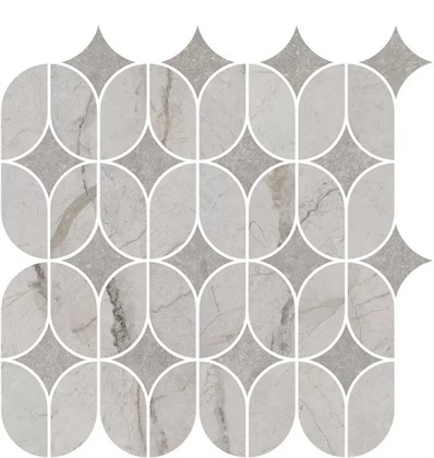 KMD2HID004BR Ифран наборный серый светлый глянцевый обрезной 30x32,5x0,9 декор - фото 134627