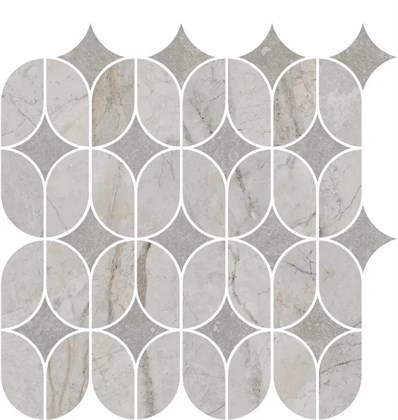 KMD2HID004BR Ифран наборный серый светлый глянцевый обрезной 30x32,5x0,9 декор - фото 134628