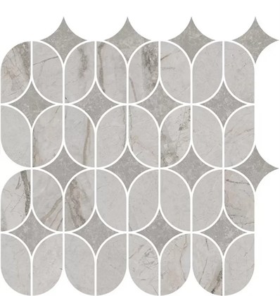 KMD2HID004BR Ифран наборный серый светлый глянцевый обрезной 30x32,5x0,9 декор - фото 134630