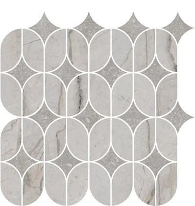 KMD2HID004BR Ифран наборный серый светлый глянцевый обрезной 30x32,5x0,9 декор - фото 134631