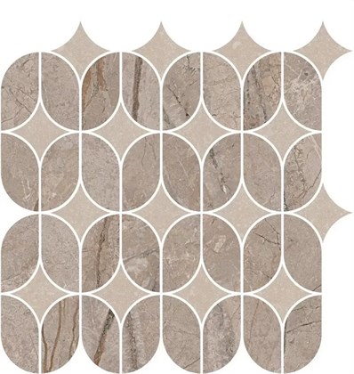 KMD2HID014BR Ифран наборный бежевый светлый глянцевый обрезной 30x32,5x0,9 декор - фото 134640