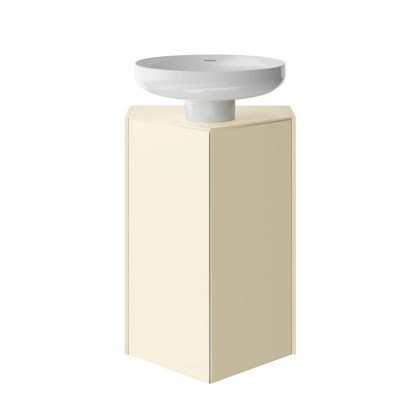 KMCACb50MBt0 Тумба-модуль CARAVAN под раковину со столешницей без боковин, подвесная 50, push, сливочная матовая - фото 141862