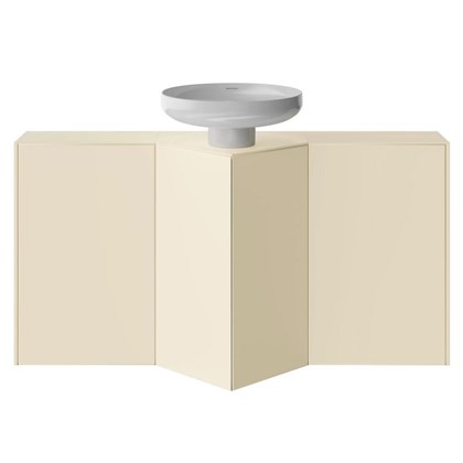 KMCACb50MBt0 Тумба-модуль CARAVAN под раковину со столешницей без боковин, подвесная 50, push, сливочная матовая - фото 141863