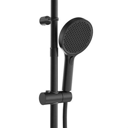 FO.302.KM.BLK.M Душевая колонна FONTE на 3 потока с пов.изливом с термостатическим смесителем, черный матовый - фото 142080