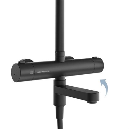 FO.302.KM.BLK.M Душевая колонна FONTE на 3 потока с пов.изливом с термостатическим смесителем, черный матовый - фото 142081