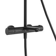 FO.301.KM.BLK.M Душевая колонна FONTE на 3 потока с фиксированным изливом и термостатическим смесителем, черный матовый - фото 142153