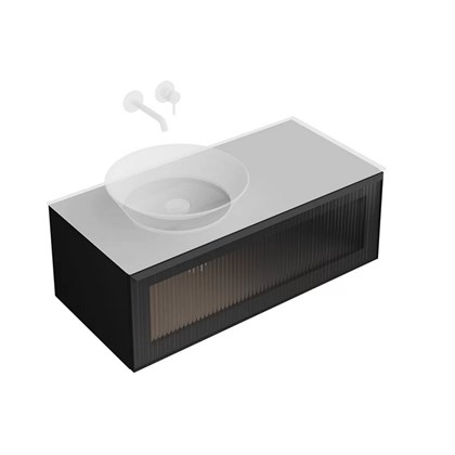 IC.100.1/BLK Тумба ICONICO подвесная 100 с рифленым стеклом, 1 ящик, черная - фото 142197