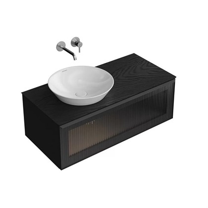 IC.100.1/BLK Тумба ICONICO подвесная 100 с рифленым стеклом, 1 ящик, черная - фото 142199