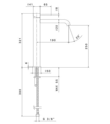 69615XKM.59.067 Смеситель для раковины ETERNA однорычажный, высокий, без дон\клапана 3/8_,  браширов - фото 142239