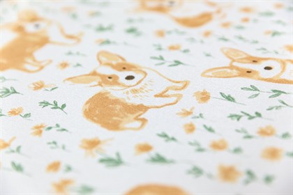 KM7801 Обои виниловые на флизелиновой основе Уик-энд мотив, жёлто-зелёный корги KЕРАМА МАРАЦЦИ - фото 142252