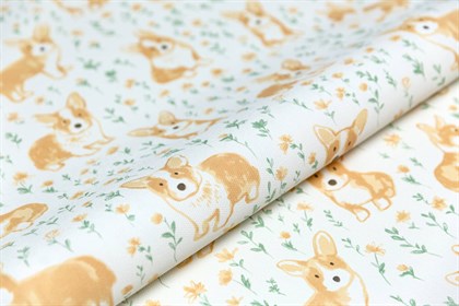 KM7801 Обои виниловые на флизелиновой основе Уик-энд мотив, жёлто-зелёный корги KЕРАМА МАРАЦЦИ - фото 142255