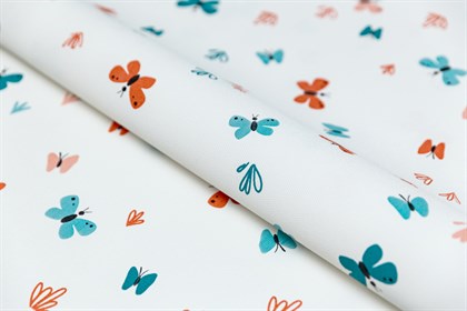 KM7807 Обои виниловые на флизелиновой основе Уик-энд мотив, оранжево-синий бабочки KЕРАМА МАРАЦЦИ - фото 142313