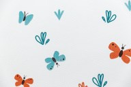 KM7807 Обои виниловые на флизелиновой основе Уик-энд мотив, оранжево-синий бабочки KЕРАМА МАРАЦЦИ - фото 142316