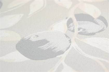 KM8501 Обои виниловые на флизелиновой основе Шафран мотив, серый, апельсины KЕРАМА МАРАЦЦИ - фото 142614