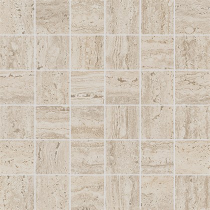 KMD2MSA008GR Про Травертин декор мозаичный бежевый светлый матовый обрезной 30x30x0,9 керамогранит - фото 144280