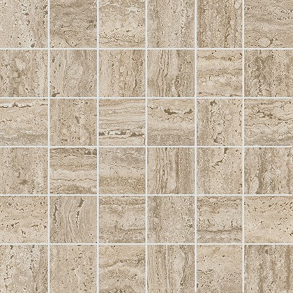 KMD2MSA009GR Про Травертин декор мозаичный бежевый матовый обрезной 30x30x0,9 керамогранит - фото 144281
